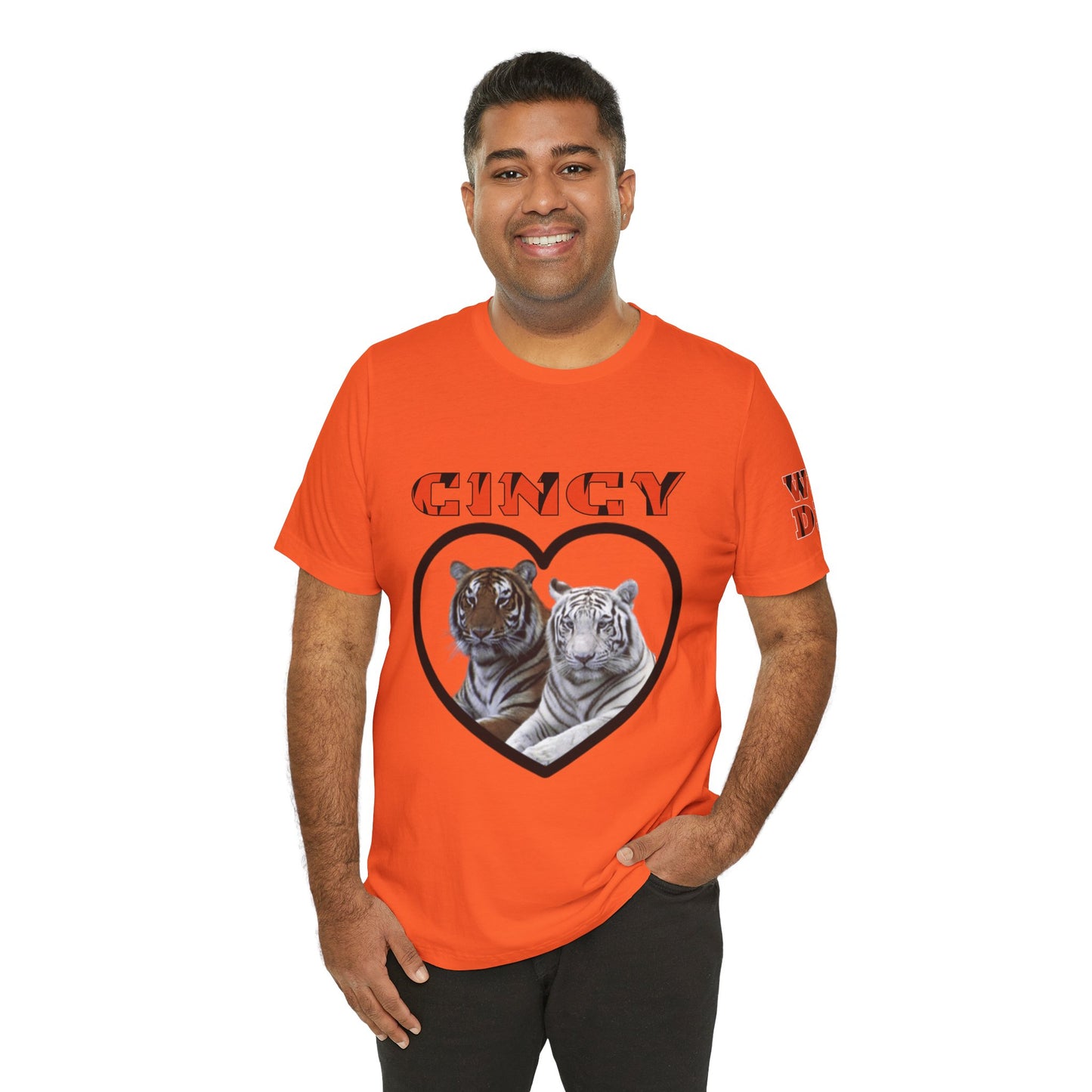 Cincy Cat Lover Unisex Tee - Bold Orange Animal Print Shirt