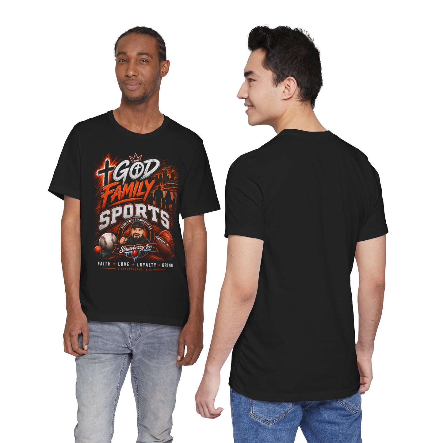✝️ God, Family & Sports | Official Strawberry Ice Faith Tee 🍓🧊🏈