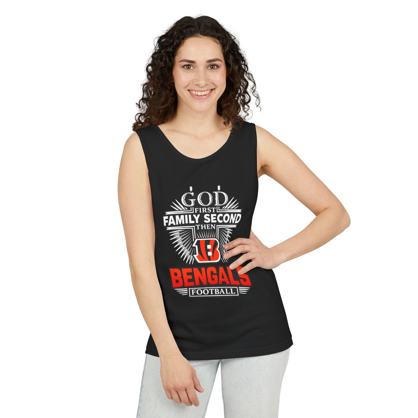 "God First, Family Second, Then Bengals" Fan Tank Top