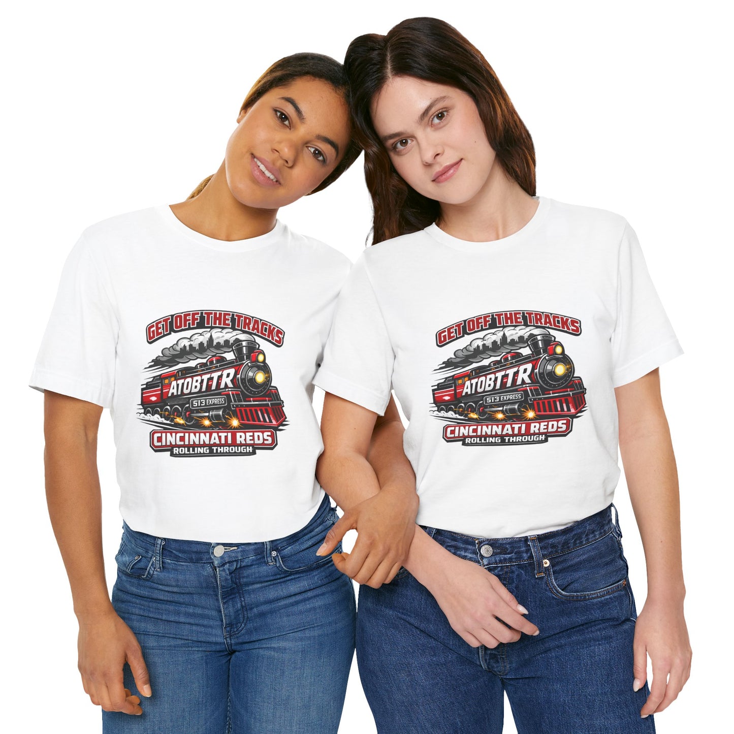 Cincinnati Reds Vintage Train "GET OFF THE TRACKS" Tee — Baseball Fan Shirt