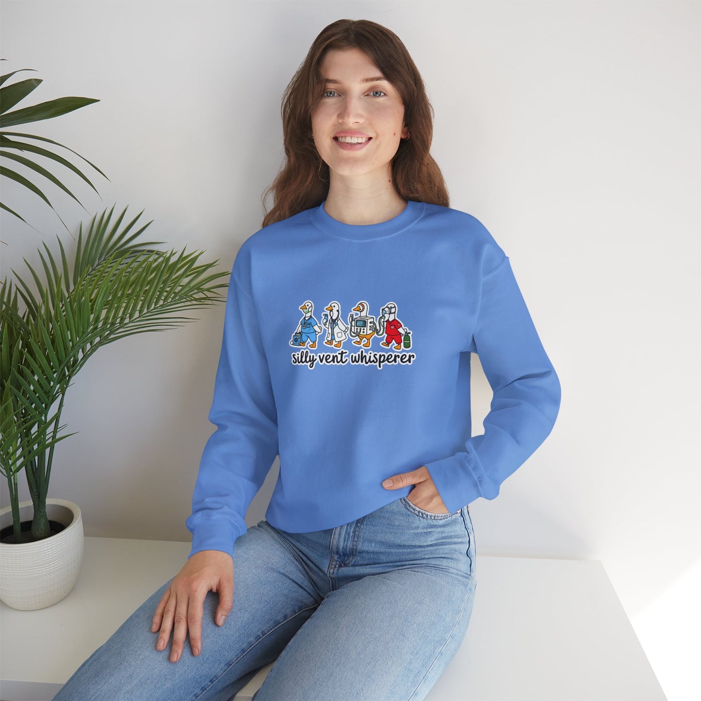 Crewneck Sweatshirt — "Silly Vent Whisperer" Cartoon Characters Graphic