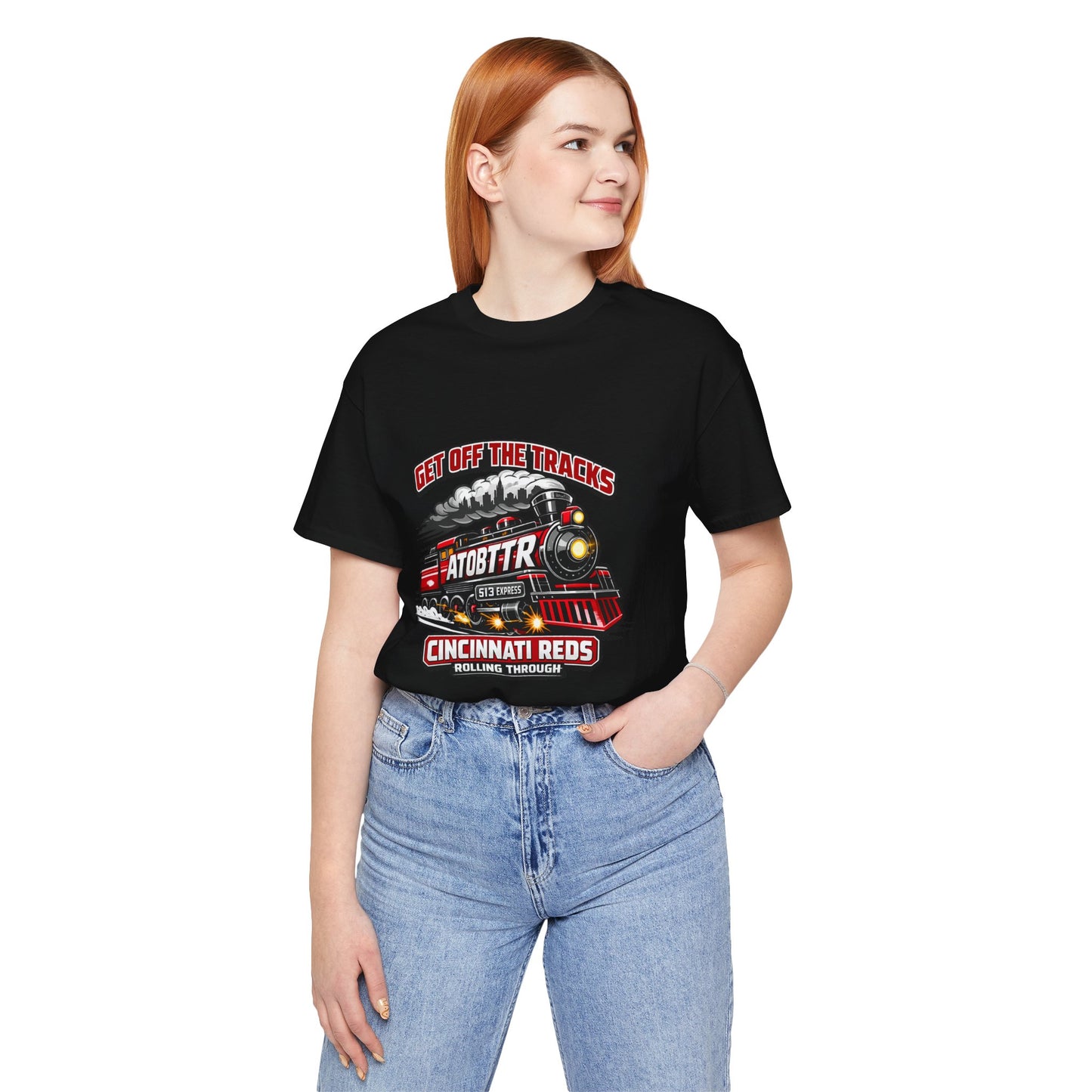 Cincinnati Reds Vintage Train "GET OFF THE TRACKS" Tee — Baseball Fan Shirt