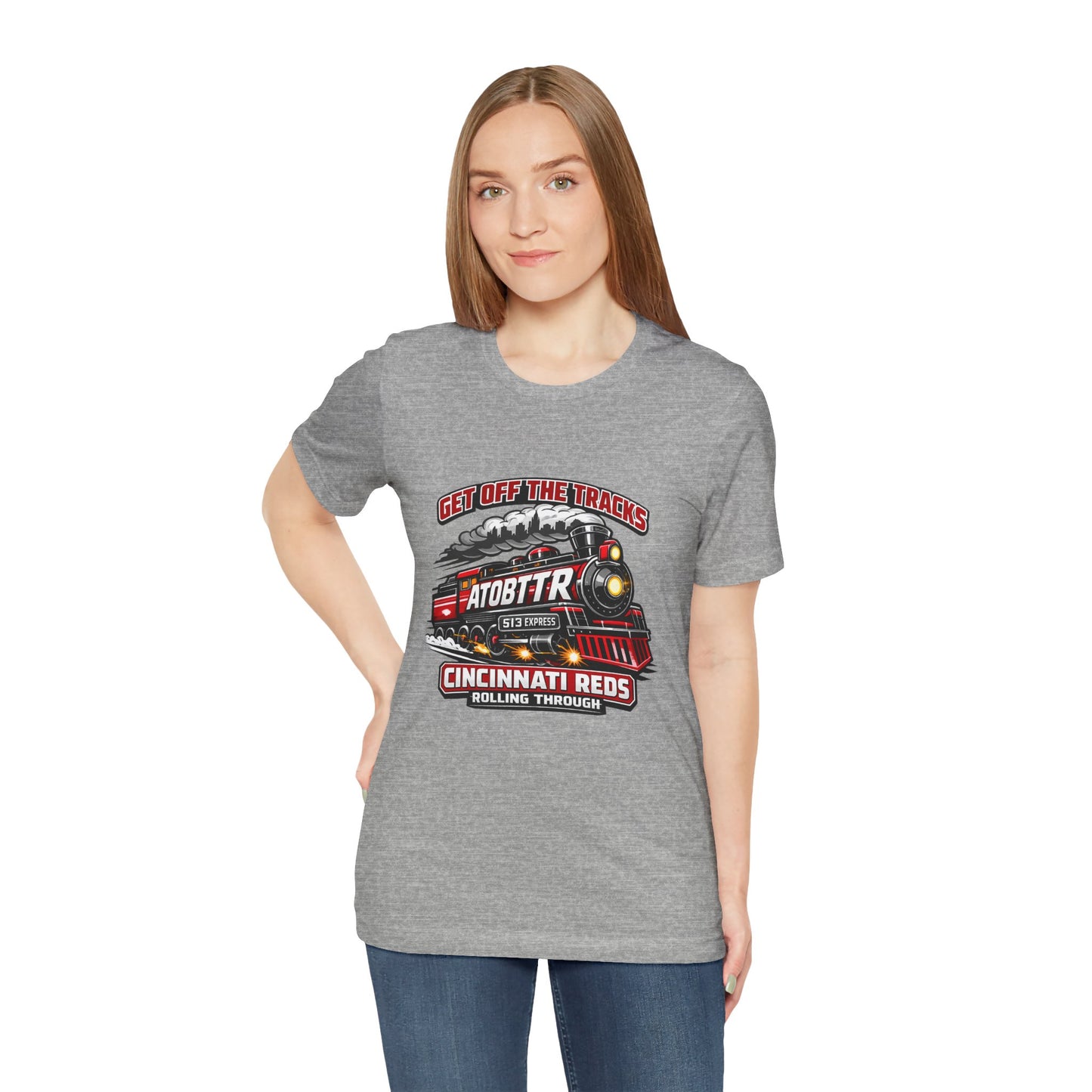 Cincinnati Reds Vintage Train "GET OFF THE TRACKS" Tee — Baseball Fan Shirt