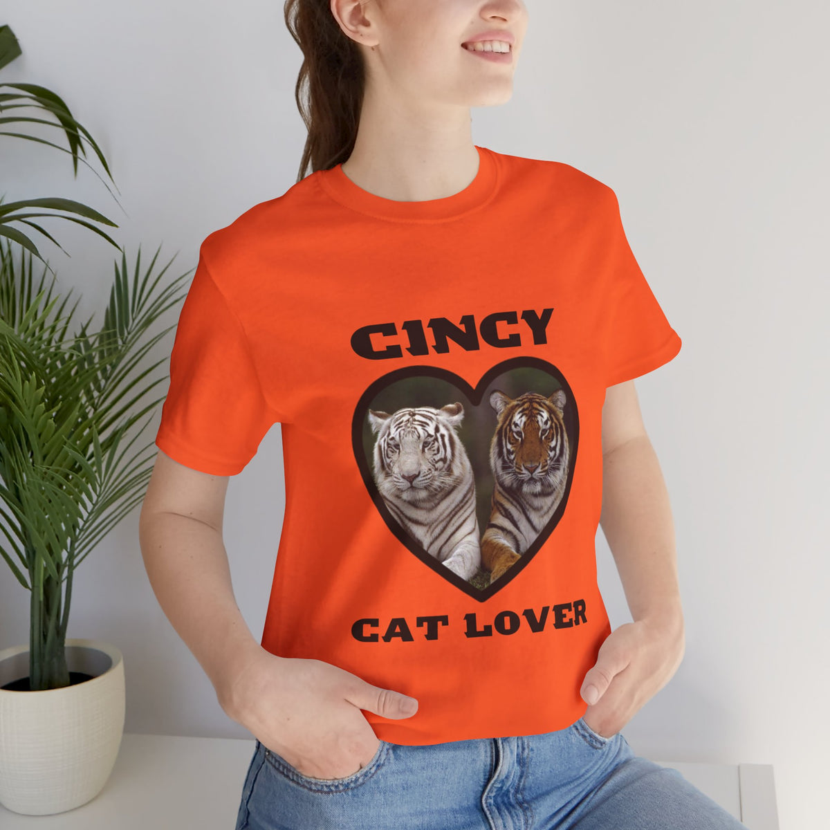 🧡 Cincy Cat Lover Tee | Big Cat Heart Graphic Shirt