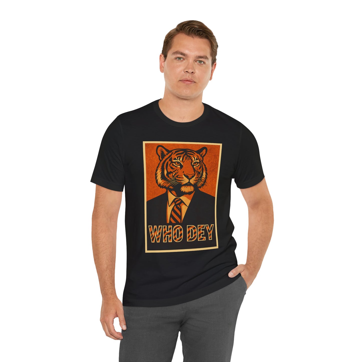 HopeTiger Graphic Tee for Game Day, Casual Wear, Statement Shirt, Unisex Orange Top, Gift for Sports Fans, Who Dey Tee