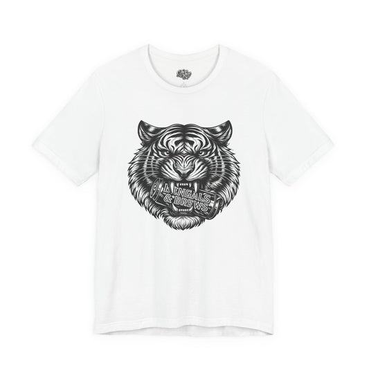 Bengals and Brews Black and White — Fierce Vintage Tiger Head Graphic T-Shirt