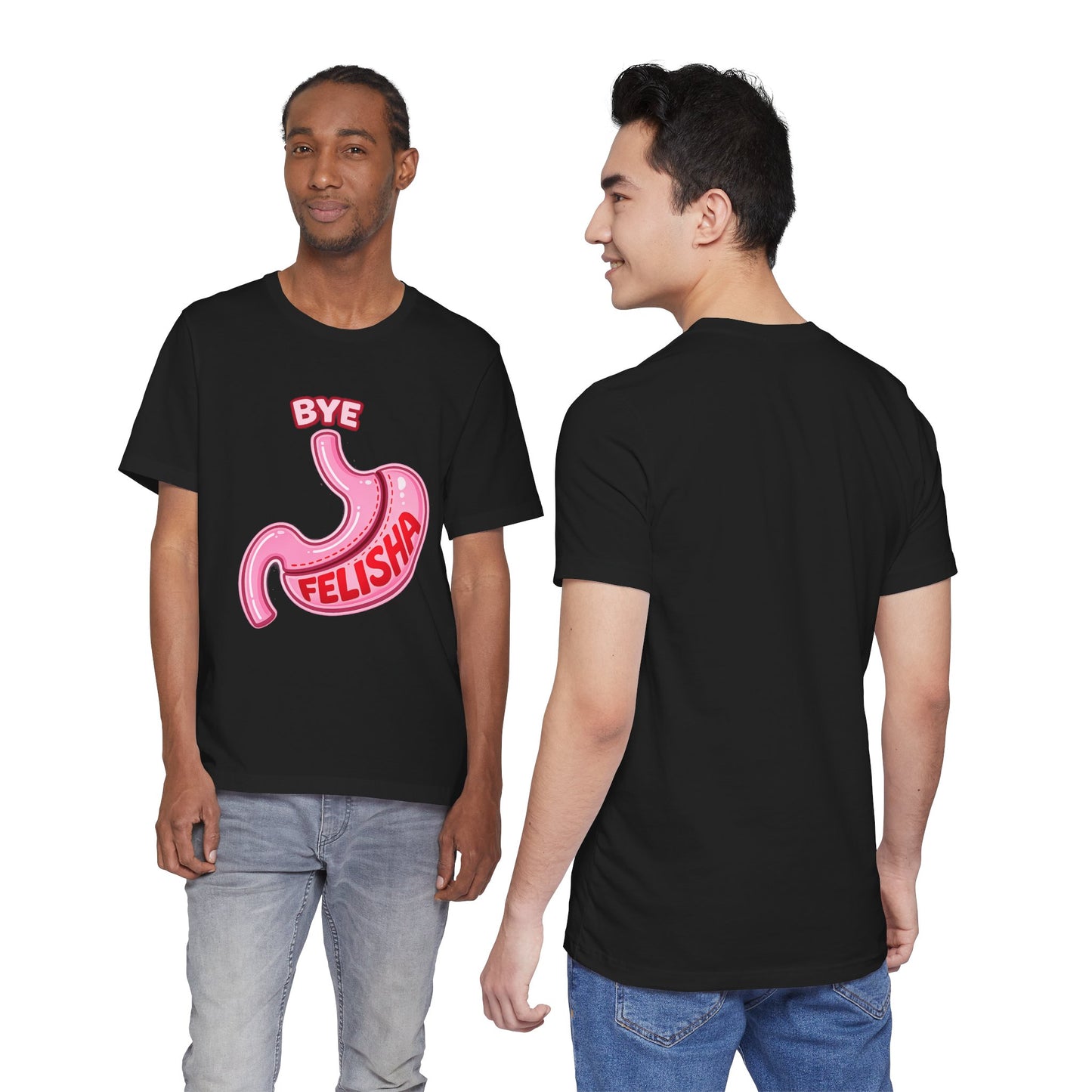 Bye Felisha Gastric Sleeve Stomach Graphic Tee — Funny Pink Cartoon Stomach T-Shirt