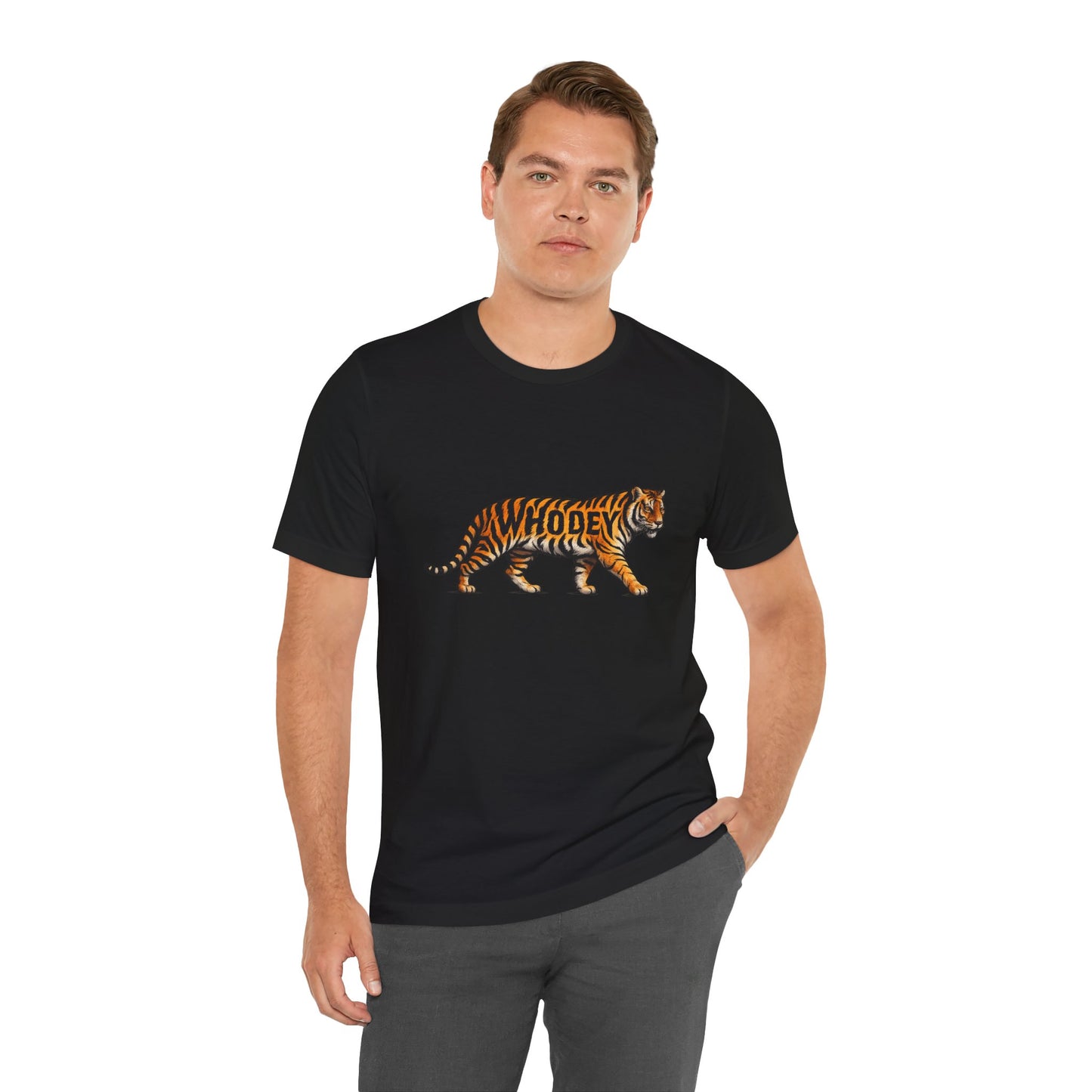 Tiger Graphic Tee — ‘WHODEY’ Vintage Striped Tiger Shirt