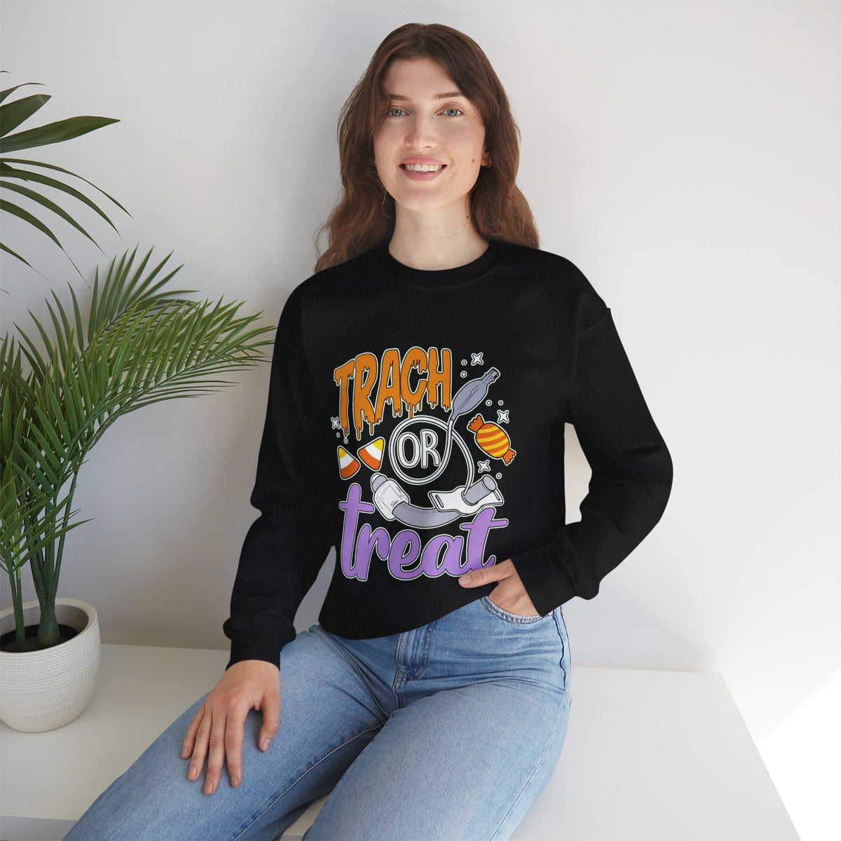 🎃 TRACH OR TREAT CREWNECK SWEATSHIRT 🫁🍬