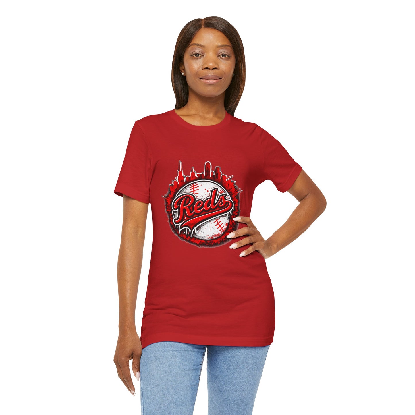 Reds Baseball Graphic Tee — City Skyline Baseball Design