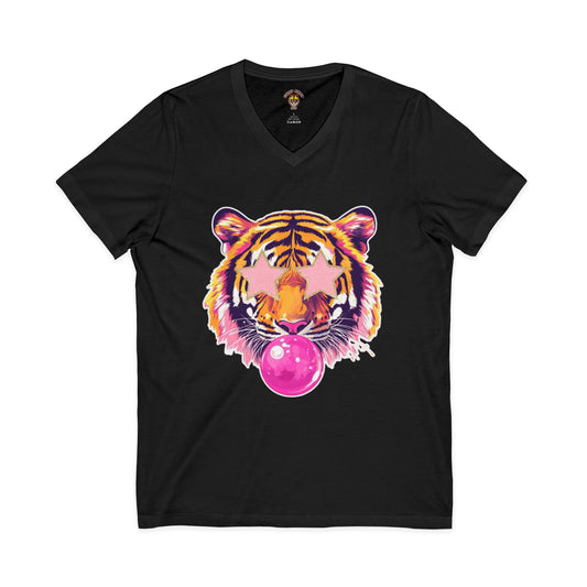 Womens Tiger V-Neck Tee for Bold Animal Lovers