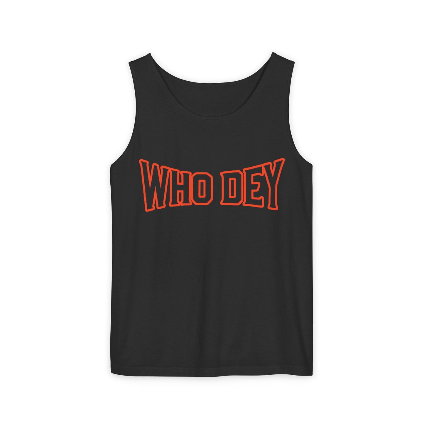 'WHO DEY' Garment-Dyed Tank Top with  Design, Perfect for Game Days, Casual Wear, Summer Outfits, Sports Events, Gift for Fans