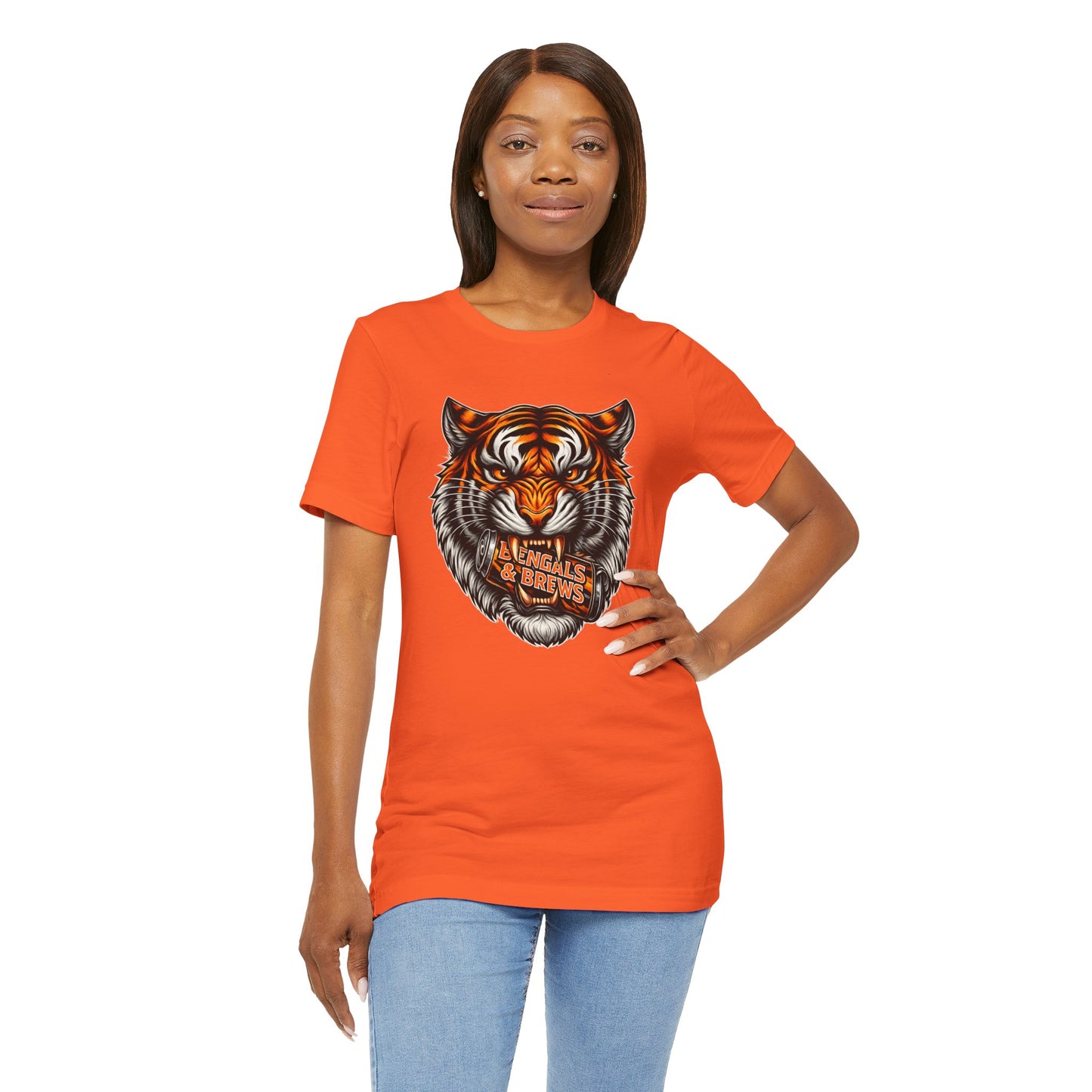 Bengals and Brews Football Tee — Bengals Fans Pride Orange Shirt