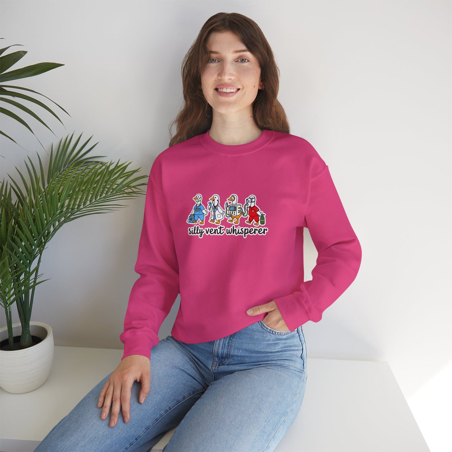 Crewneck Sweatshirt — "Silly Vent Whisperer" Cartoon Characters Graphic