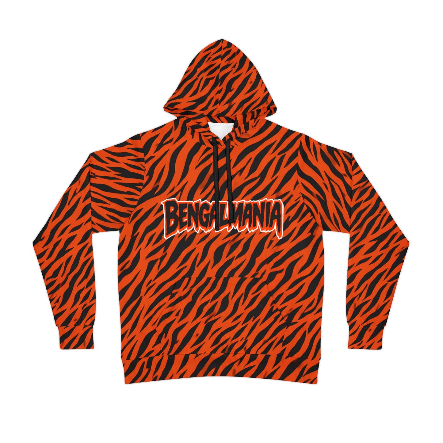 Bengal Mania Athletic Hoodie — Orange Tiger Stripe All-Over Print