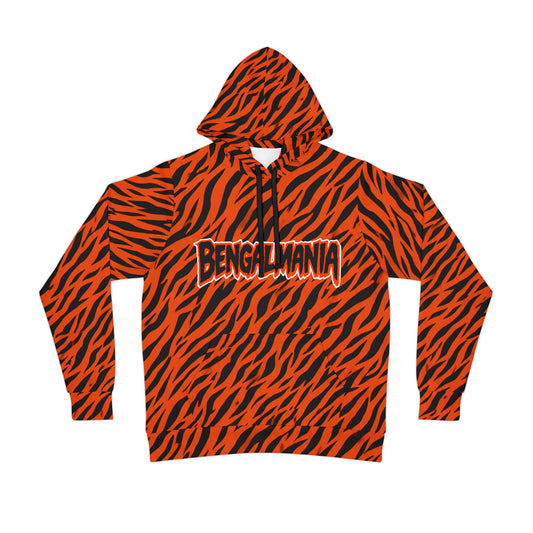 Bengal Mania Athletic Hoodie — Orange Tiger Stripe All-Over Print