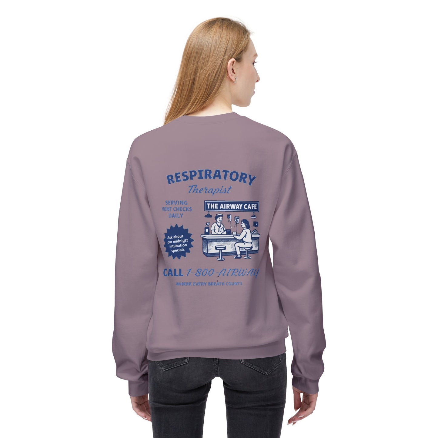 Breathing Anatomy Crewneck Sweatshirt — "It's Just Breathing" Pulmonary Science Pullover