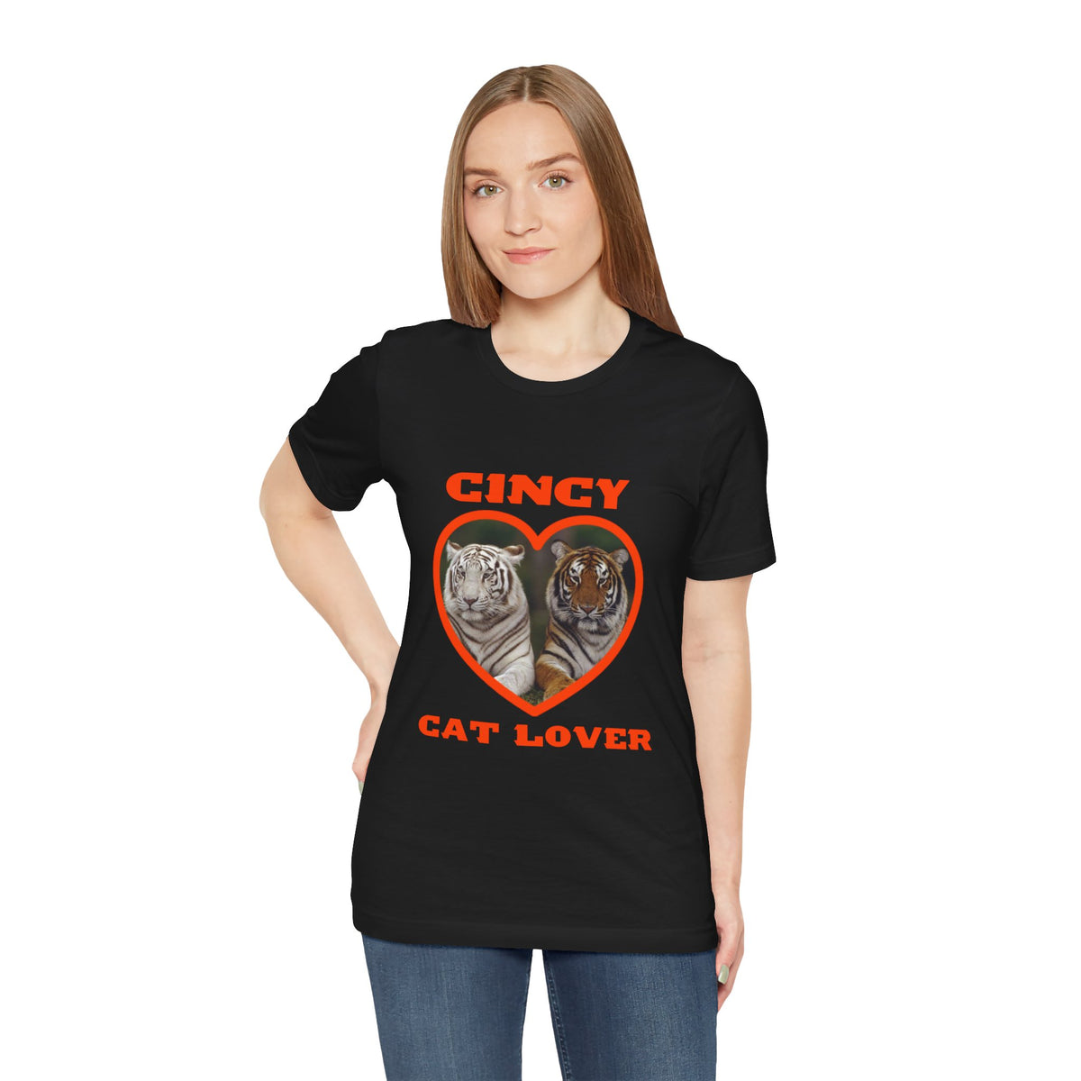 🧡 Cincy Cat Lover Tee | Big Cat Heart Graphic Shirt