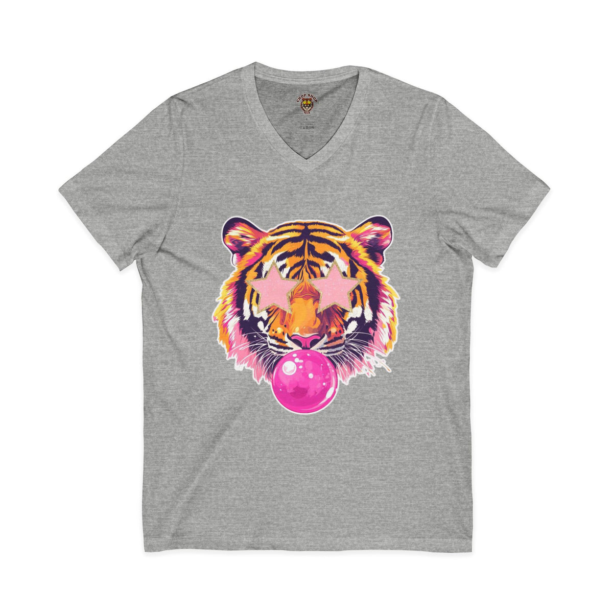 Womens Tiger V-Neck Tee for Bold Animal Lovers