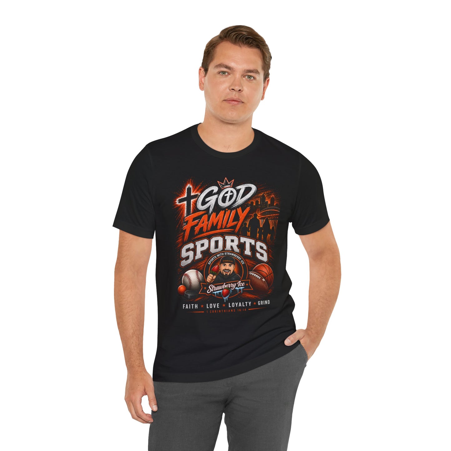 ✝️ God, Family & Sports | Official Strawberry Ice Faith Tee 🍓🧊🏈