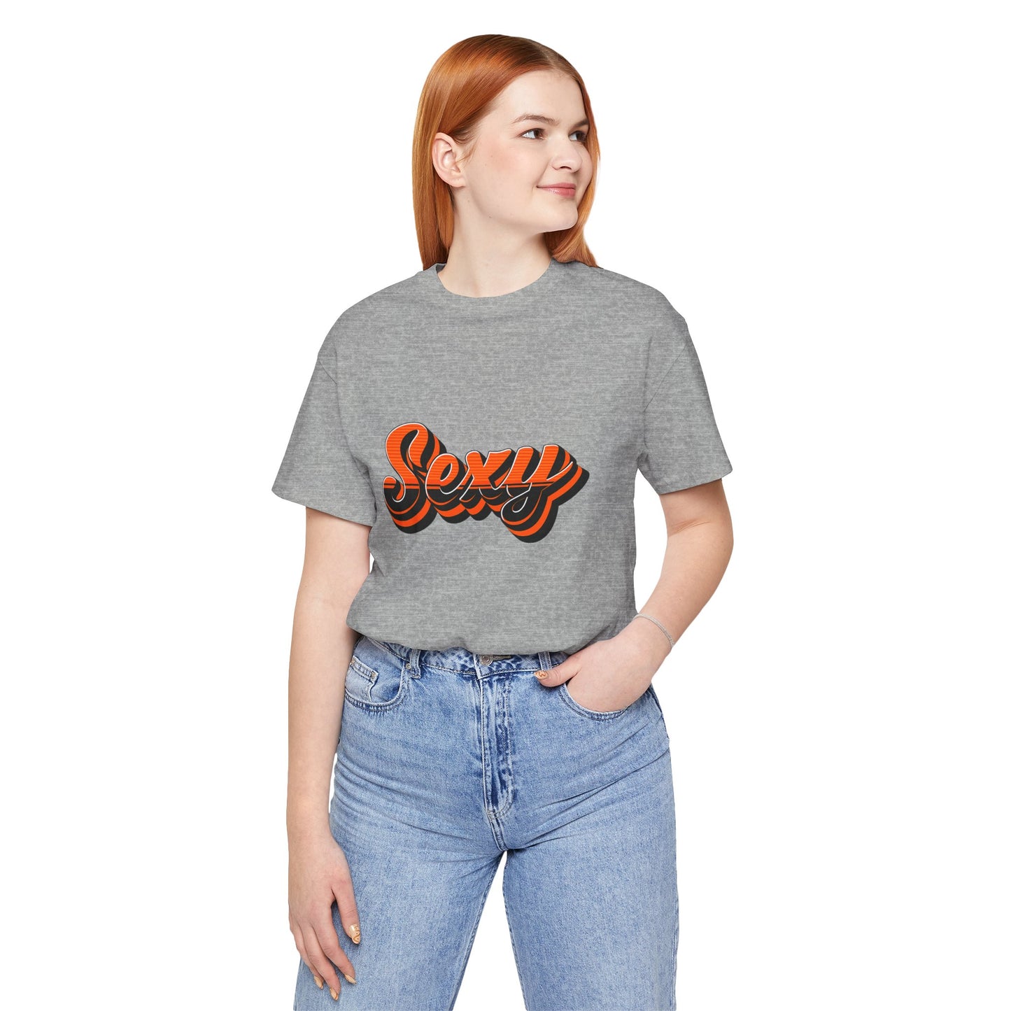 Sexy Dexy Retro Script Tee — Vintage Orange Layered Lettering T-Shirt